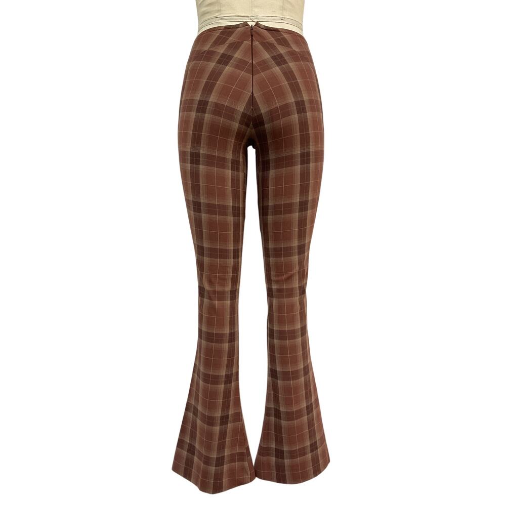 Knwls Tailored Brown Plaid Flare Pants Size 8 - Picture 3 of 5